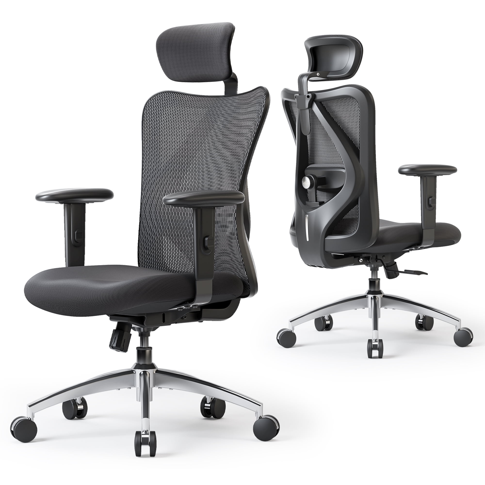SIHOO M18 Office Chair, Mesh Computer Ergonomic Chair with Adjustable Lumbar Support, High Back Chair for Big and Tall, Black